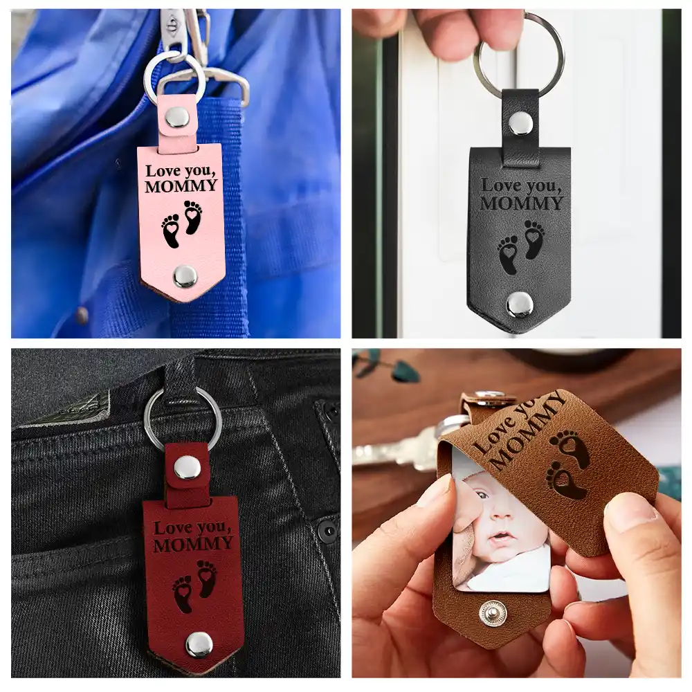 Custom Photo Calendar The Day You Became My Daddy Drive Safe - Personalized Leather Photo Keychain - Image 5