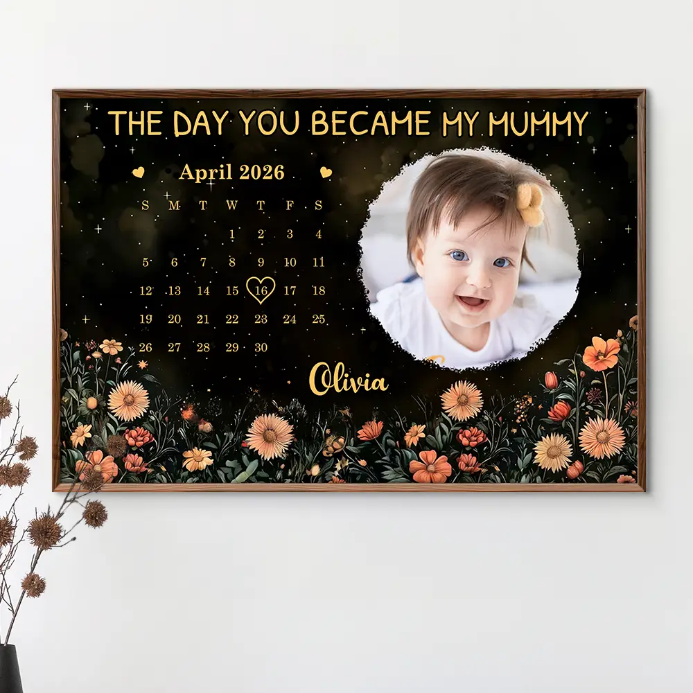 Custom Photo Calendar The Day You Became My Mom - Personalized Poster - Image 3