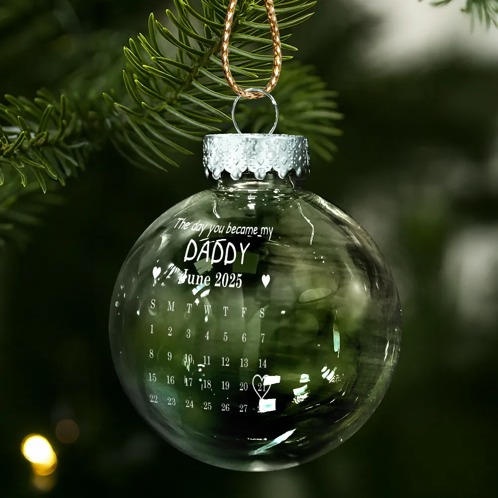 Custom Photo Calendar The Day You Became My Mommy Daddy - Personalized Ball Ornament - Image 2
