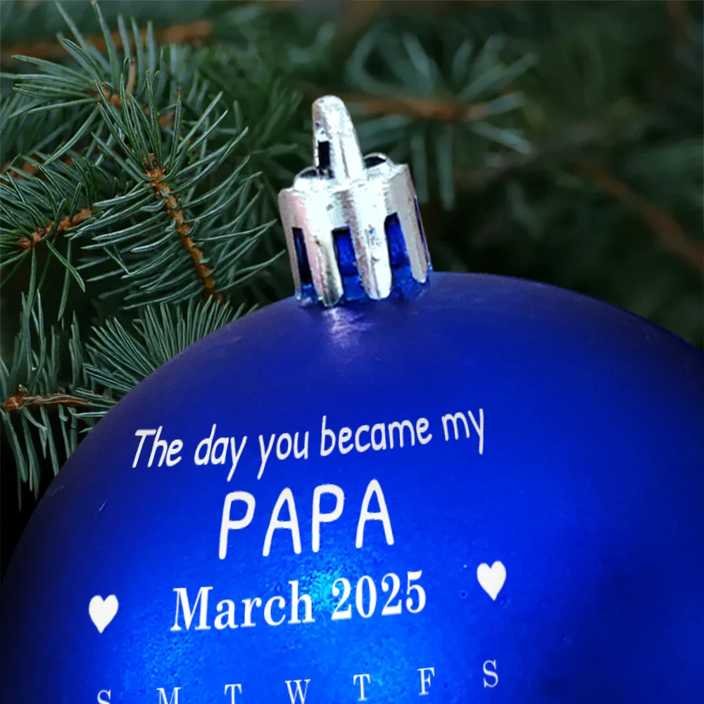 Custom Photo Calendar The Day You Became My Mommy Daddy - Personalized Ball Ornament - Image 5