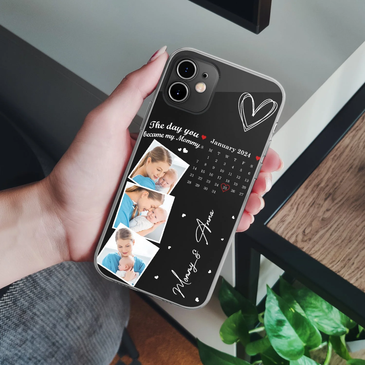 Custom Photo Calendar The Day You Became My Mommy - Gift For Mother - Personalized Clear Phone Case - Image 4
