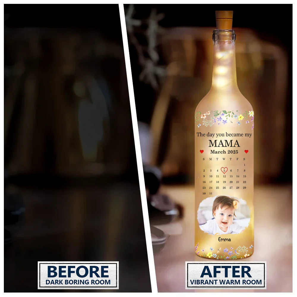 Custom Photo Calendar The Day You Became My Mommy - Personalized Bottle Light - Image 2
