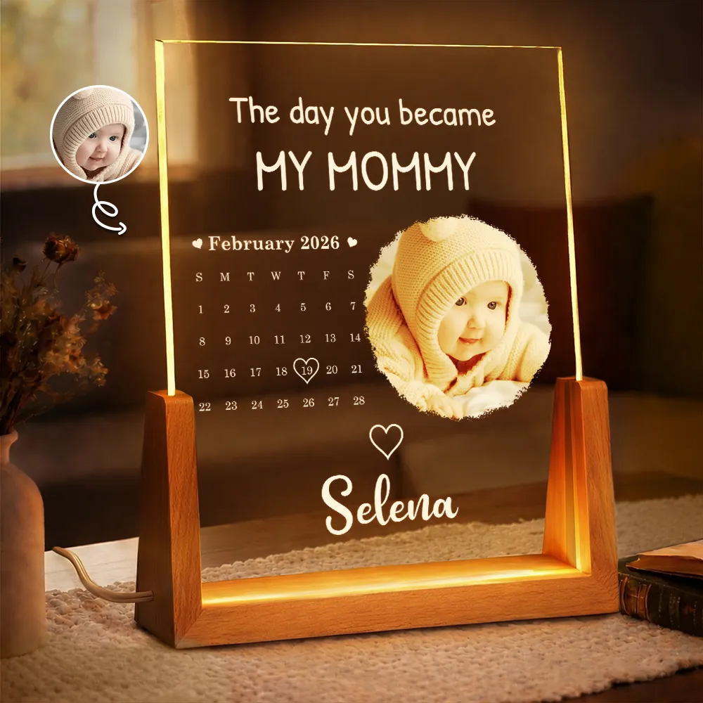 Custom Photo Calendar The Day You Became My Mommy - Personalized Night Light - Image 2