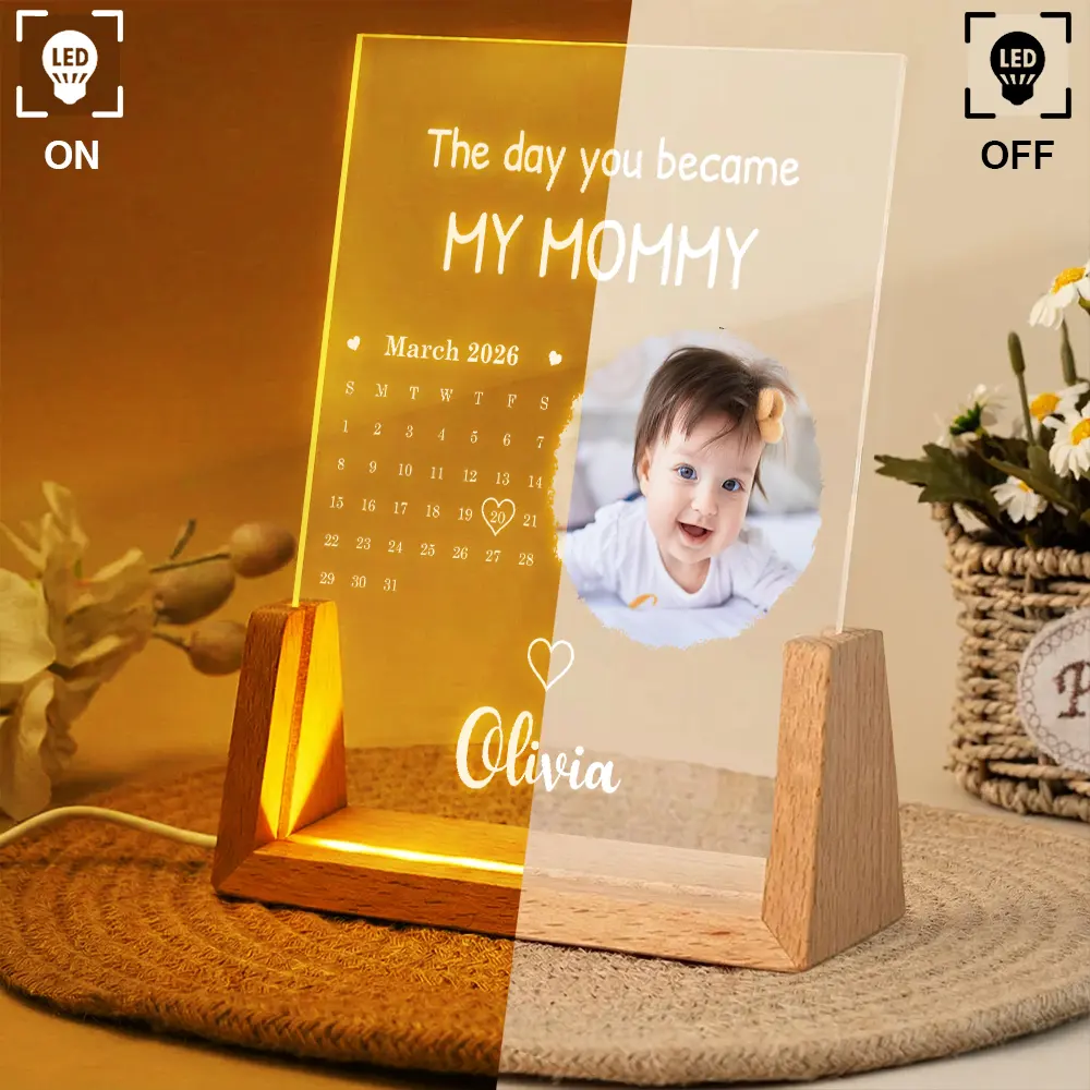 Custom Photo Calendar The Day You Became My Mommy - Personalized Night Light - Image 4