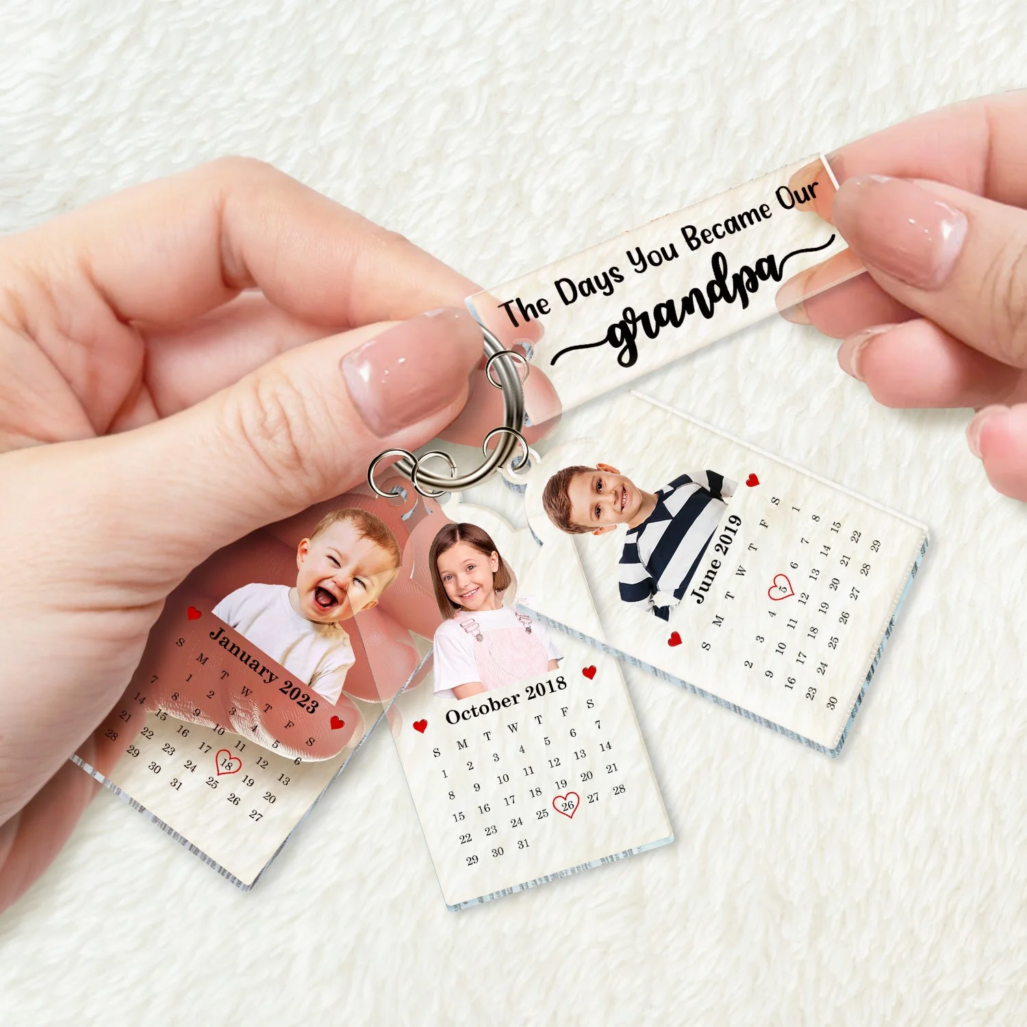 Custom Photo Calendar The Day You Became Our Dad Mom - Personalized Acrylic Tag Keychain - Image 3