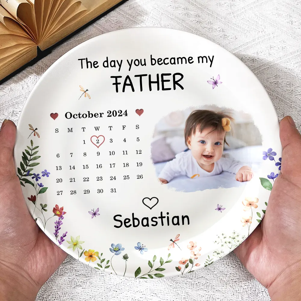 Custom Photo Calendar The Day You Become My Mommy - Personalized Ceramic Plate - Image 3