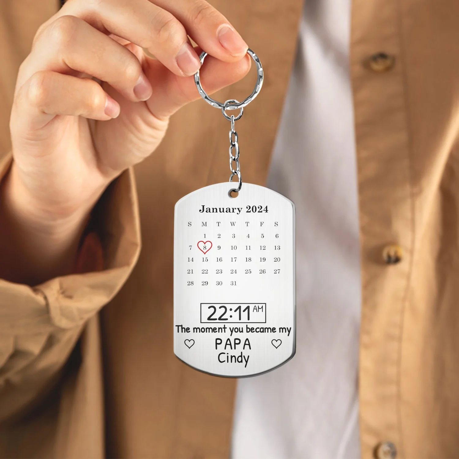 Custom Photo Calendar The Moment You Became - Gift For Mother, Father - Personalized Aluminum Keychain - Image 4