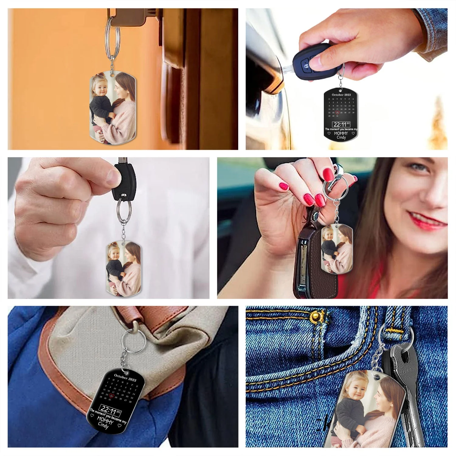 Custom Photo Calendar The Moment You Became - Gift For Mother, Father - Personalized Aluminum Keychain - Image 6