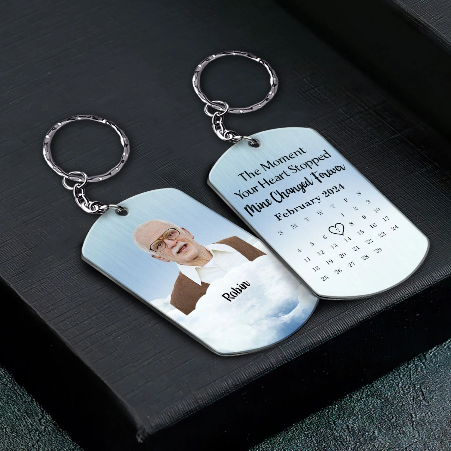 Custom Photo Calendar The Moment Your Heart Stop - Memorial Gift For Family, Pet Lovers - Personalized Aluminum Keychain - Image 3