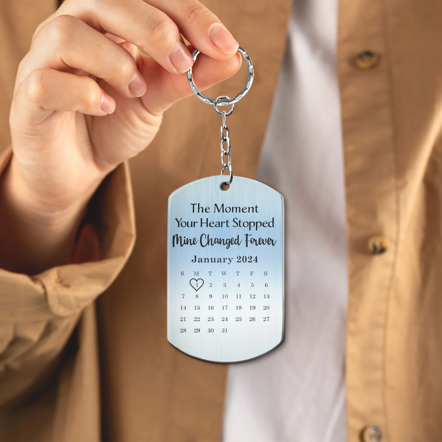 Custom Photo Calendar The Moment Your Heart Stop - Memorial Gift For Family, Pet Lovers - Personalized Aluminum Keychain - Image 5