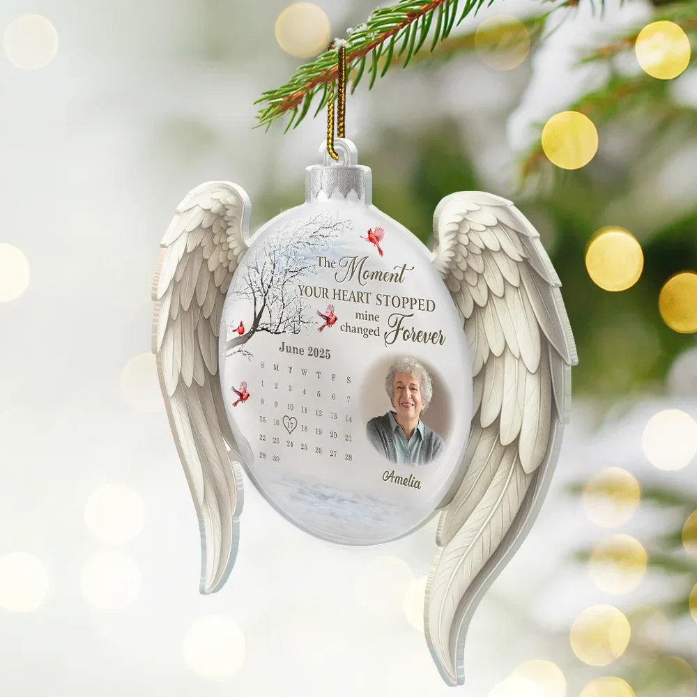 Custom Photo Calendar The Moment Your Heart Stopped Memorial - Personalized Custom Shaped Acrylic Ornament - Image 2