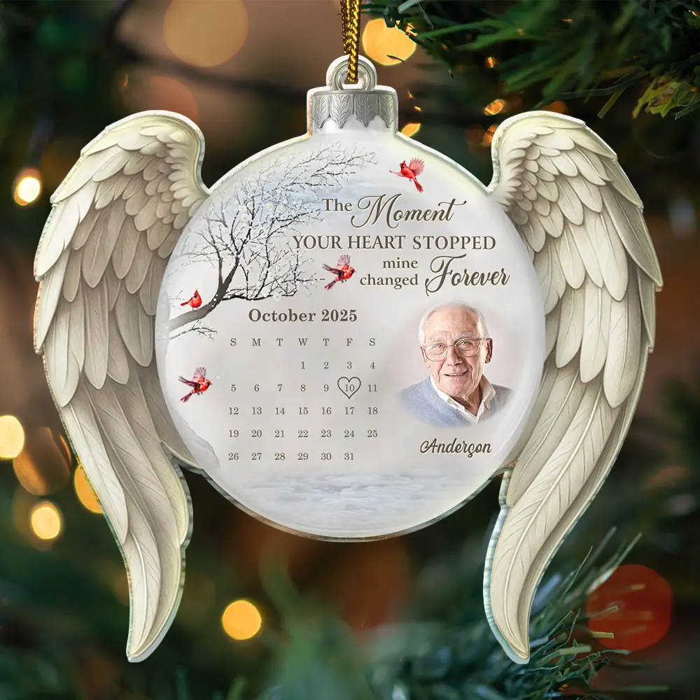 Custom Photo Calendar The Moment Your Heart Stopped Memorial - Personalized Custom Shaped Acrylic Ornament - Image 3