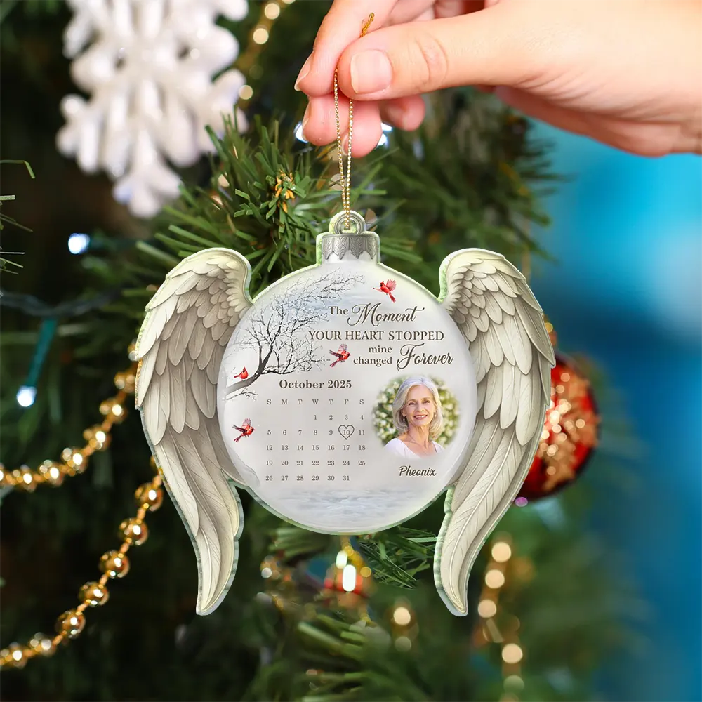 Custom Photo Calendar The Moment Your Heart Stopped Memorial - Personalized Custom Shaped Acrylic Ornament - Image 4