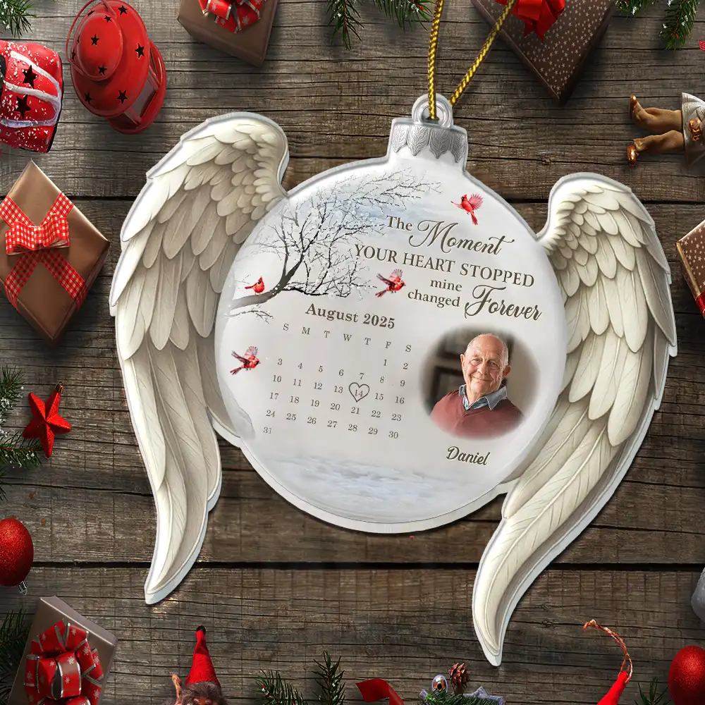 Custom Photo Calendar The Moment Your Heart Stopped Memorial - Personalized Custom Shaped Acrylic Ornament - Image 5
