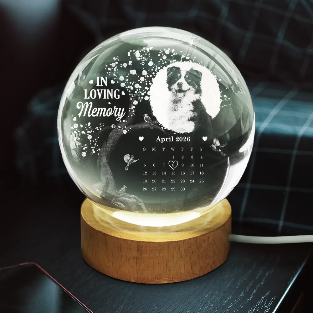 Custom Photo Calendar The Moment Your Heart Stopped - Personalized Crystal Globe Lamp - Image 3