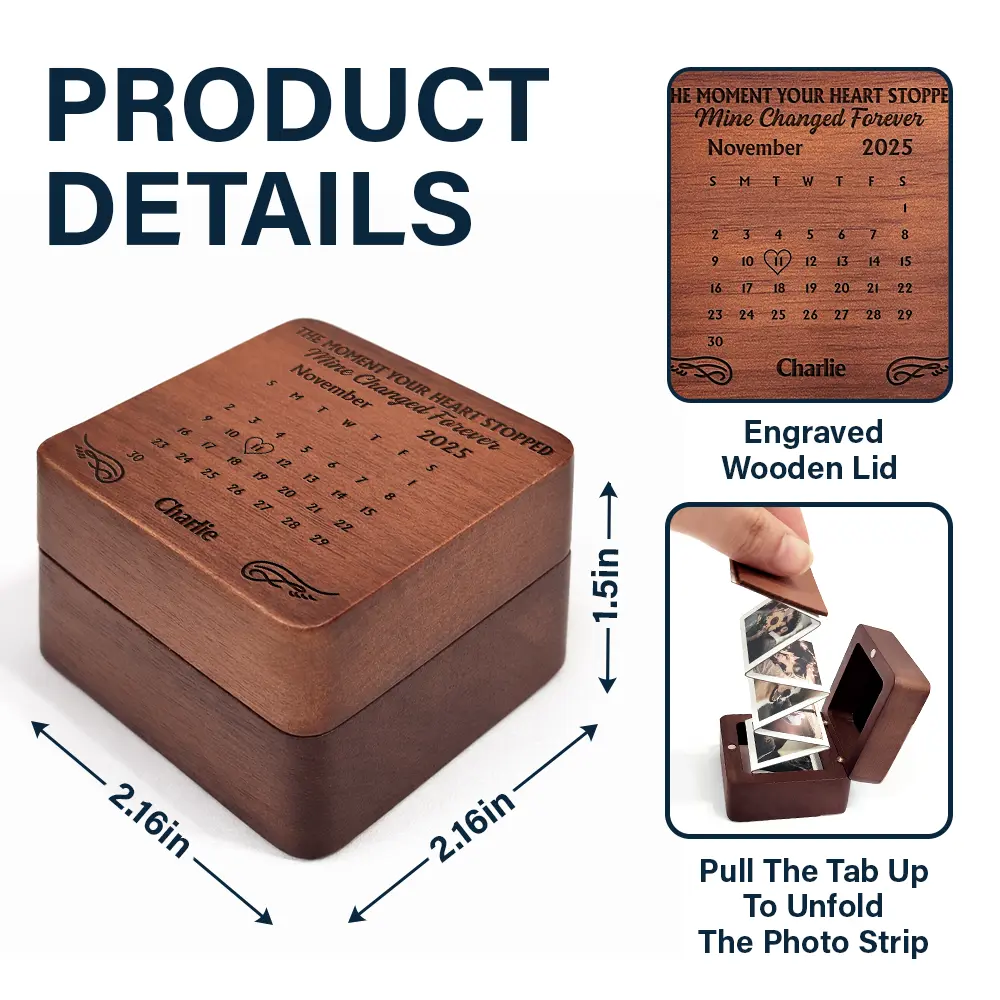 Custom Photo Calendar The Moment Your Heart Stopped - Personalized Wooden Accordion Photo Box - Image 5