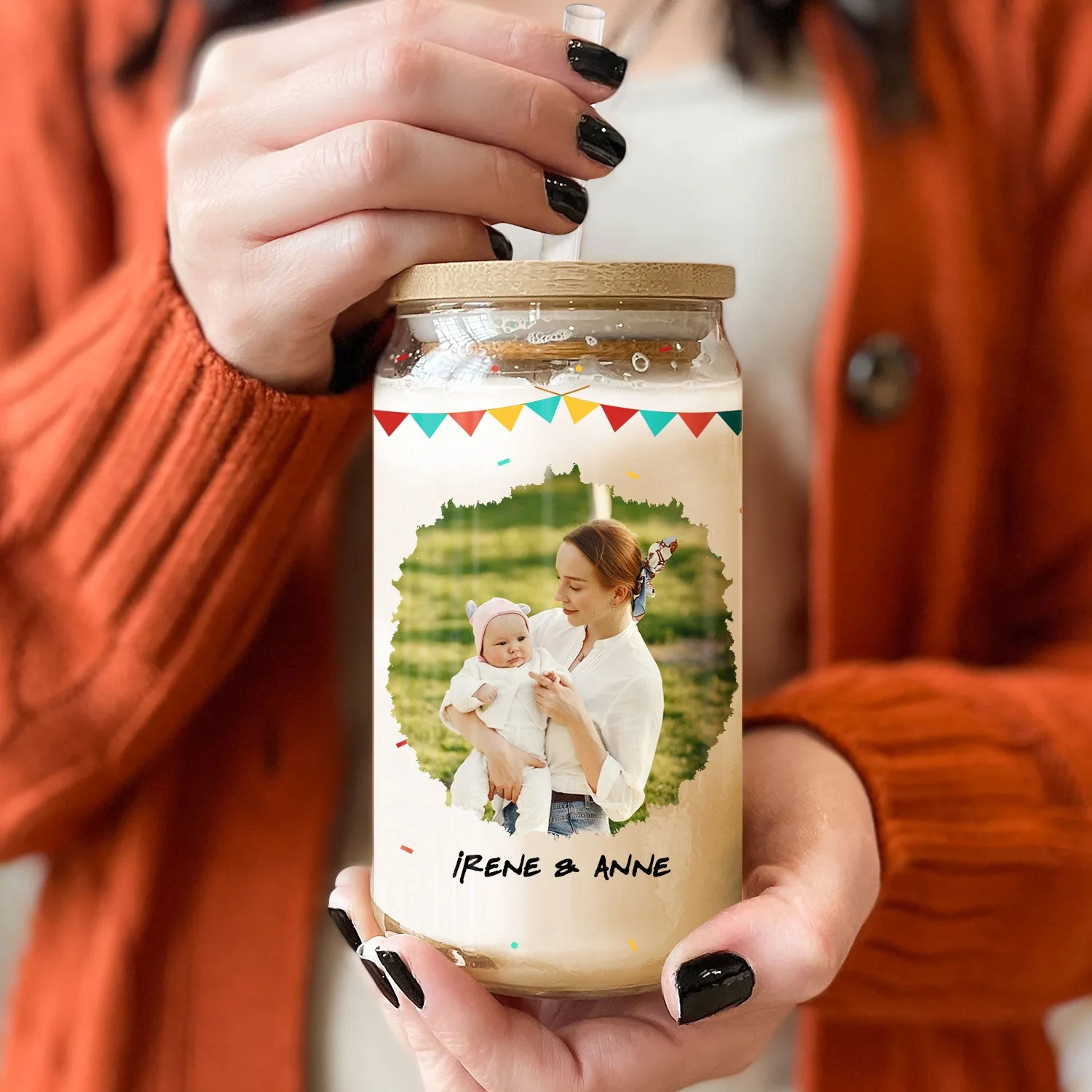 Custom Photo Calendar Where I Become A Mom - Gift For Mom - Personalized Clear Glass Can - Image 2