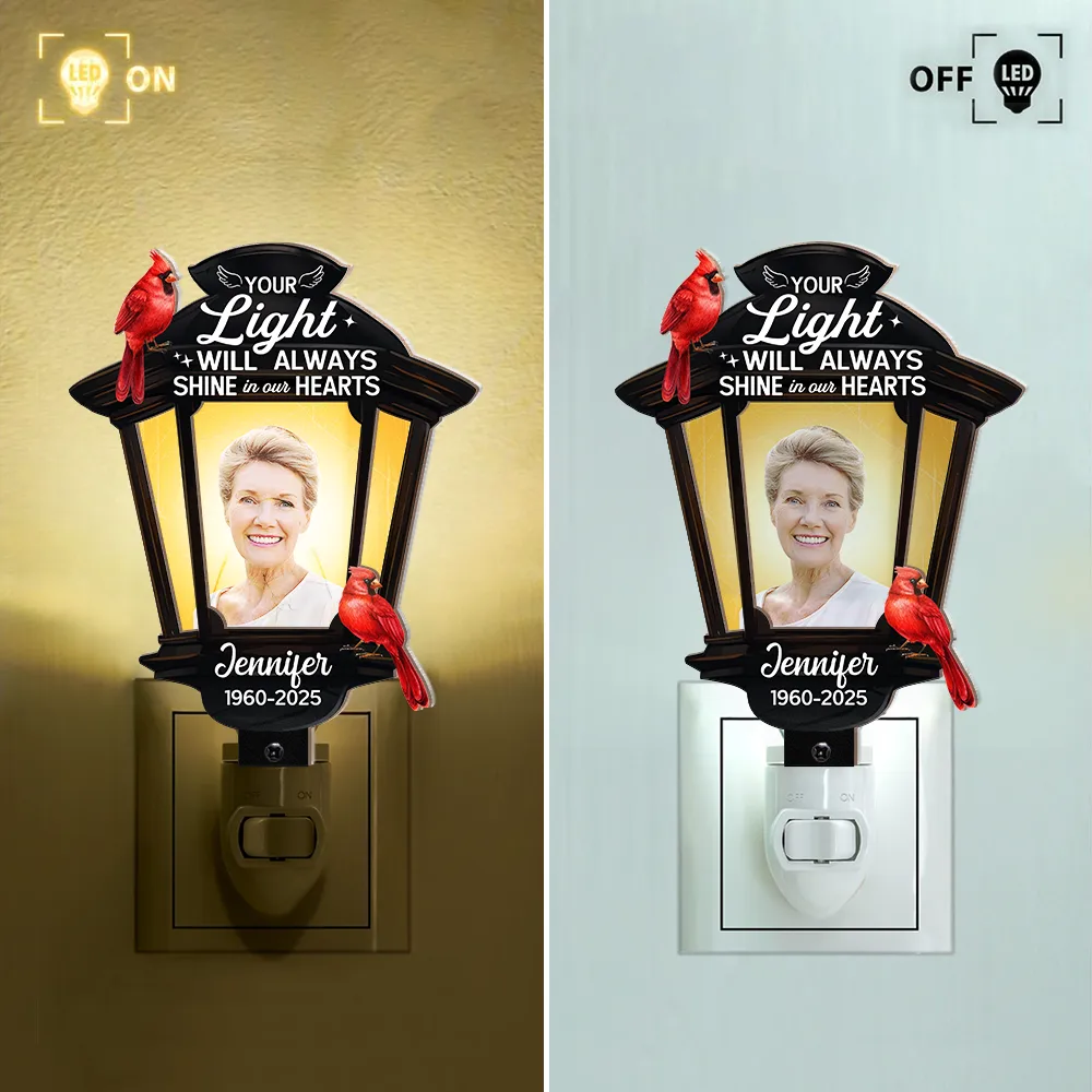 Custom Photo Cardinal Bird Your Light Will Always Shine - Personalized Plug-in Night Light - Image 3