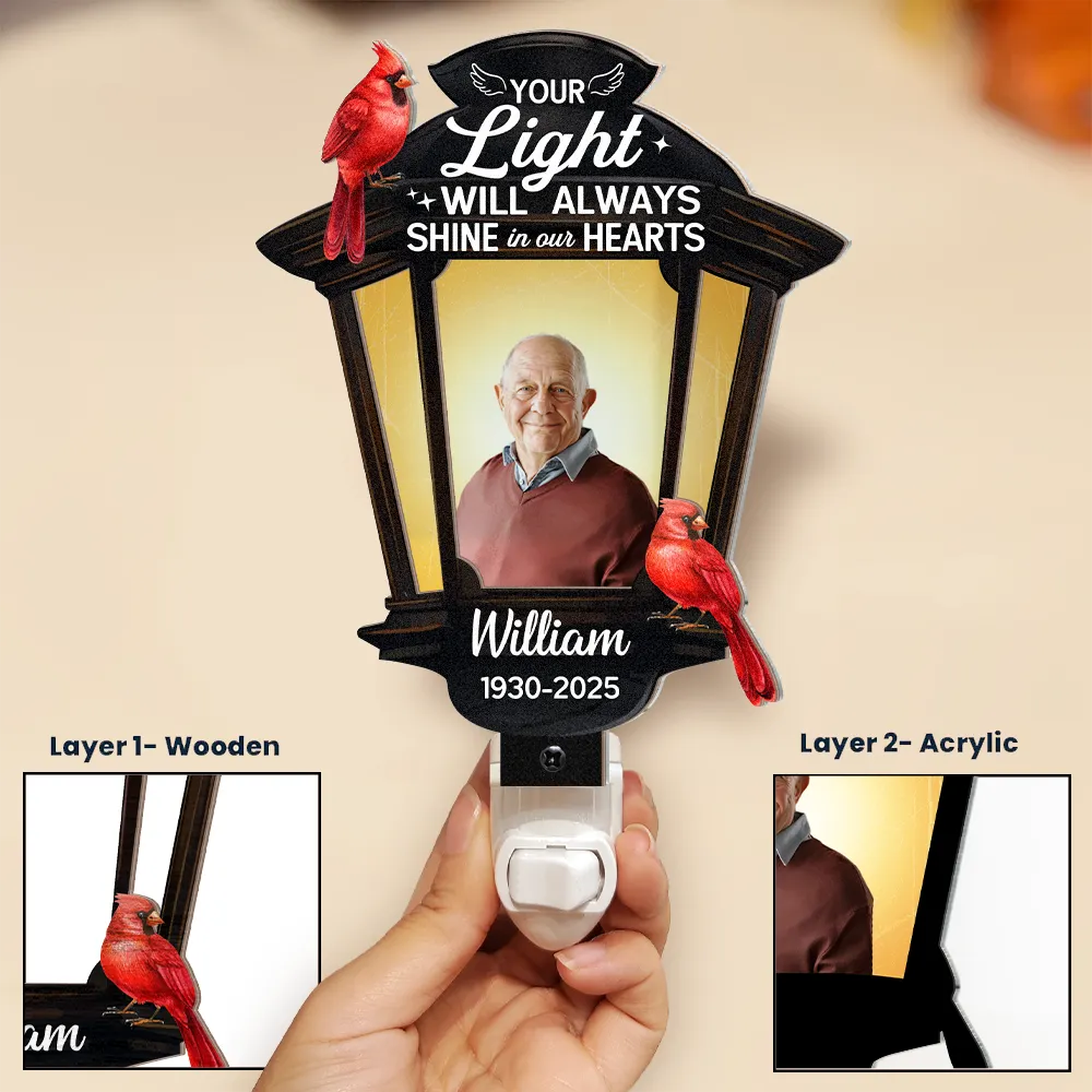 Custom Photo Cardinal Bird Your Light Will Always Shine - Personalized Plug-in Night Light - Image 4