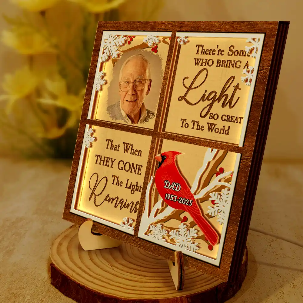 Custom Photo Cardinal They Fly Beside Us - Personalized LED Light Wooden Plaque - Image 2