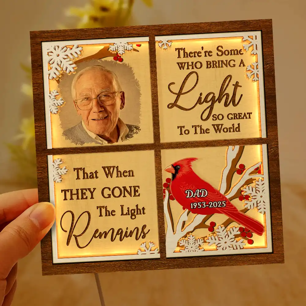Custom Photo Cardinal They Fly Beside Us - Personalized LED Light Wooden Plaque - Image 6