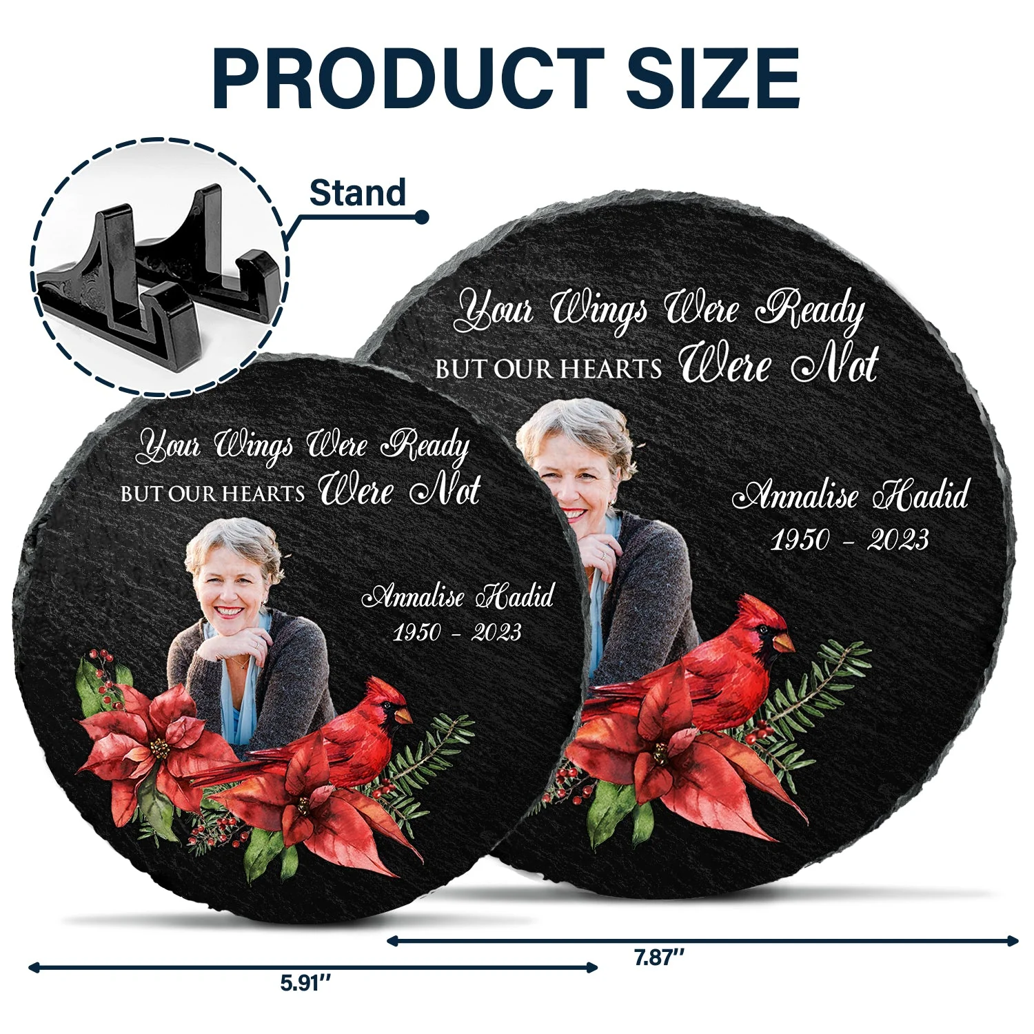 Custom Photo Cardinals I'm Always With You - Memorial Gift - Personalized Circle Memorial Garden Stone - Image 6