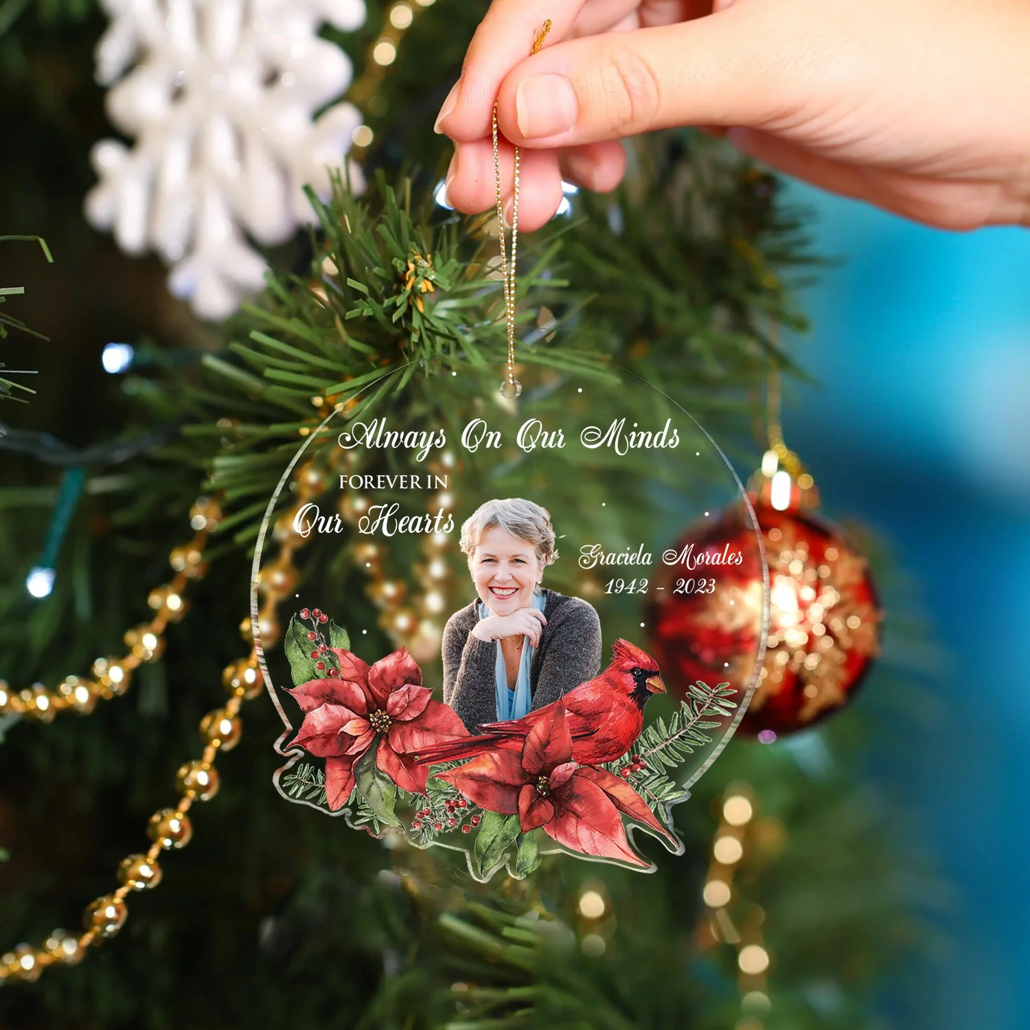 Custom Photo Cardinals I'm Always With You - Memorial Gift - Personalized Custom Shaped Acrylic Ornament - Image 5