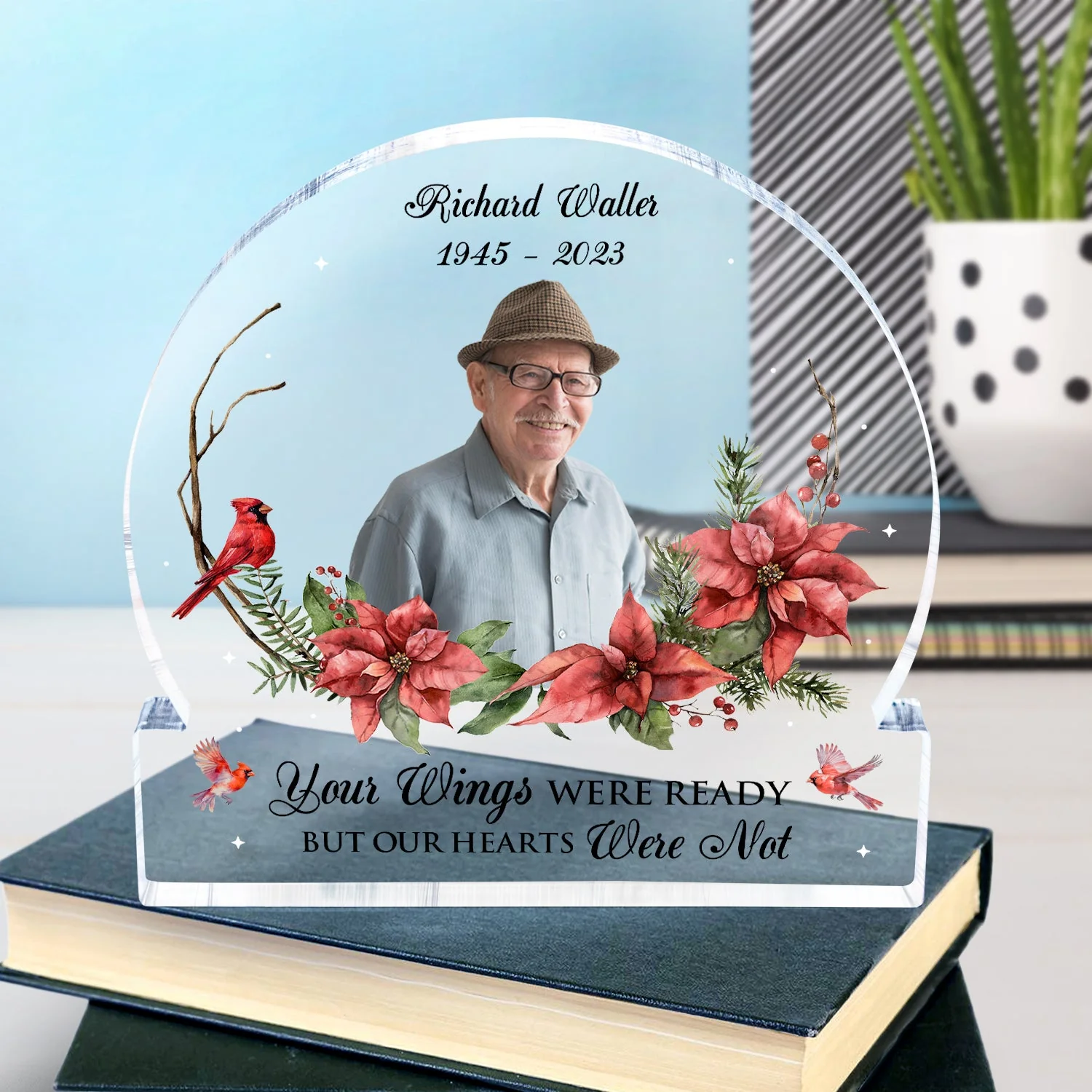 Custom Photo Cardinals I'm Always With You - Memorial Gift - Personalized Round Shaped Acrylic Plaque - Image 5
