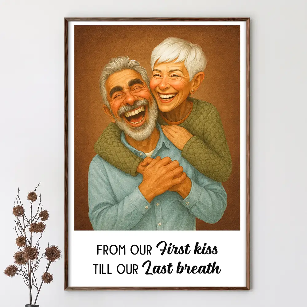 Custom Photo Caricature Funny Couple Family I'm Yours No Returns - Personalized Poster - Image 3