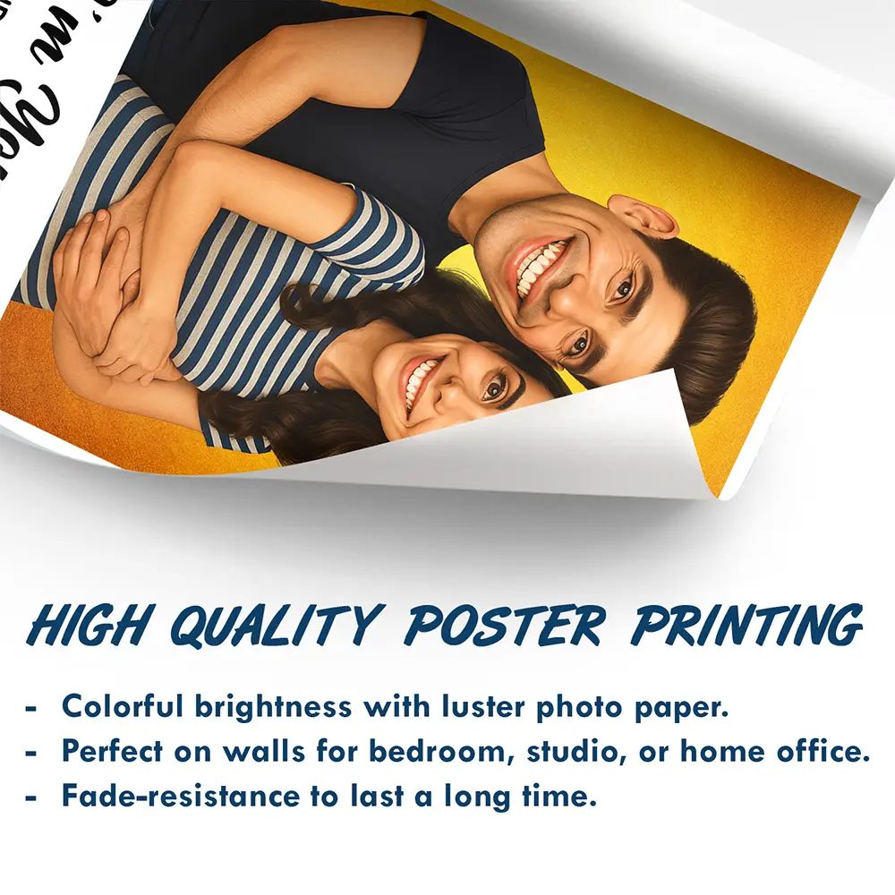 Custom Photo Caricature Funny Couple Family I'm Yours No Returns - Personalized Poster - Image 6
