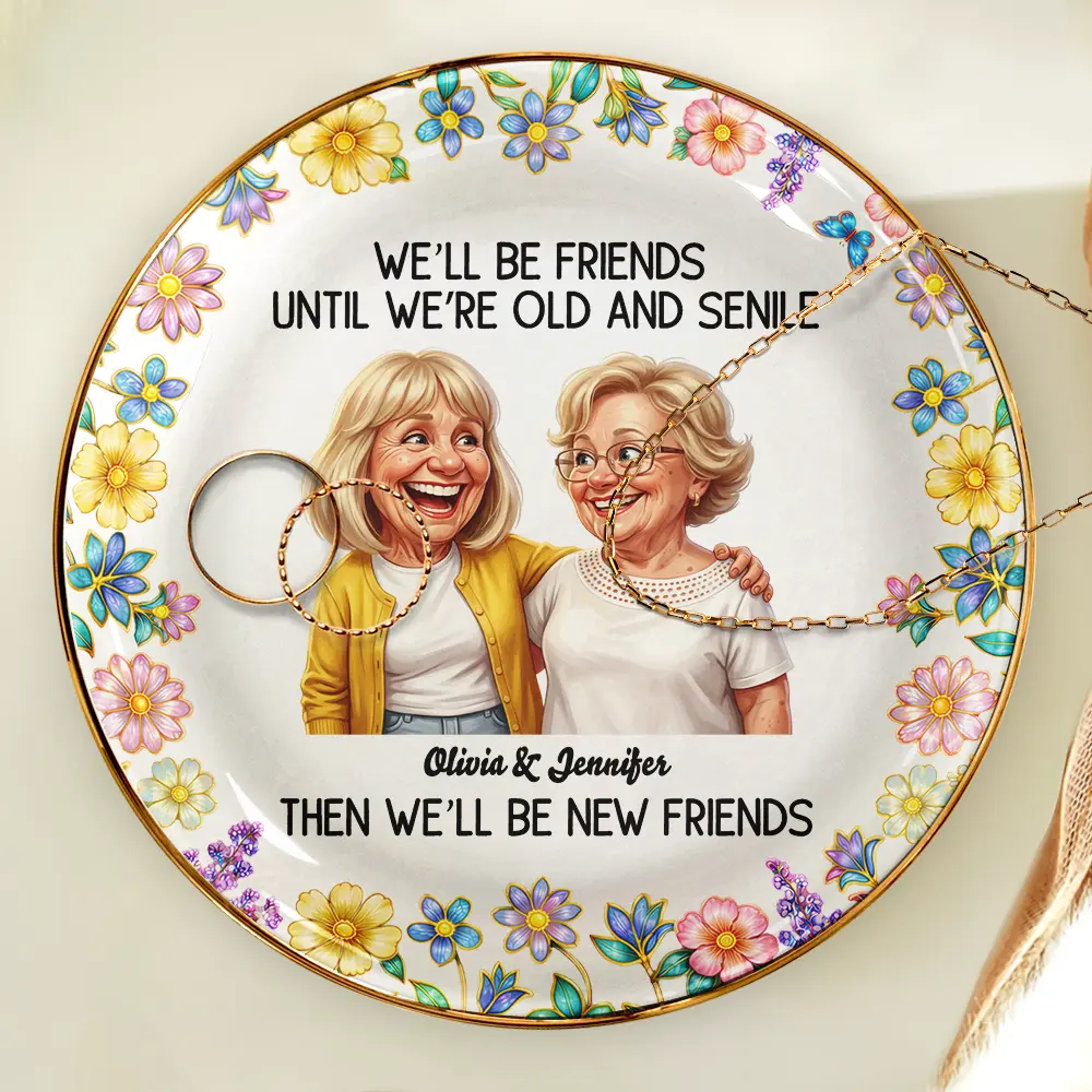 Custom Photo Caricature Until We Are Old And Senile - Personalized Ring Dish - Image 5