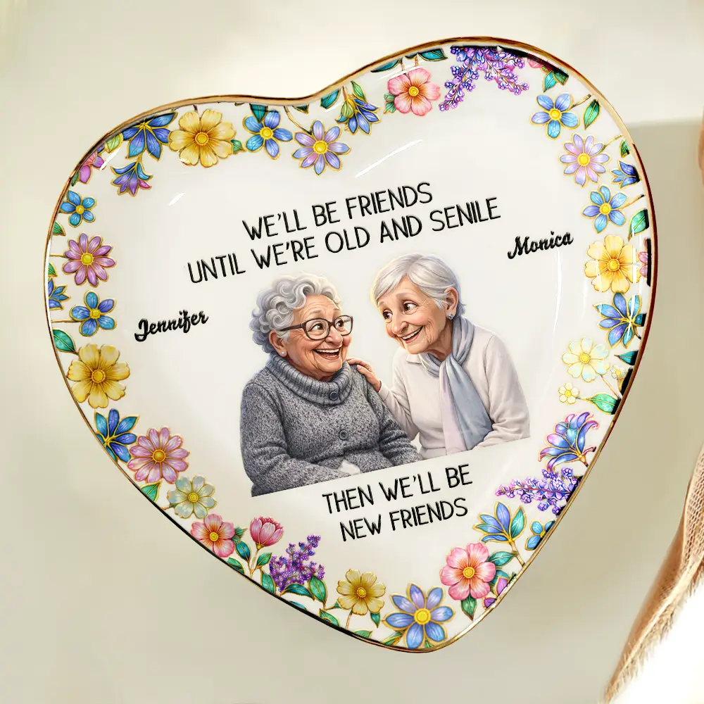 Custom Photo Caricature Until We Are Old And Senile - Personalized Ring Dish - Image 6