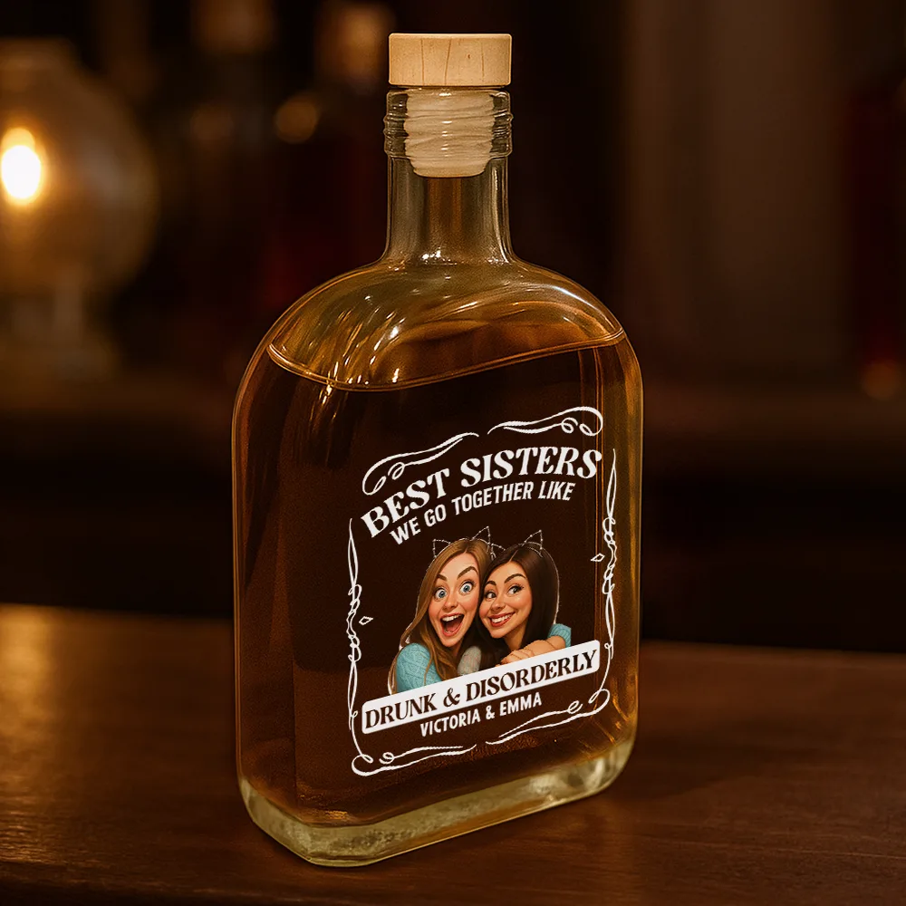 Custom Photo Caricature We Go Together Like Drunk And Disorderly - Personalized Whiskey Bottle - Image 4