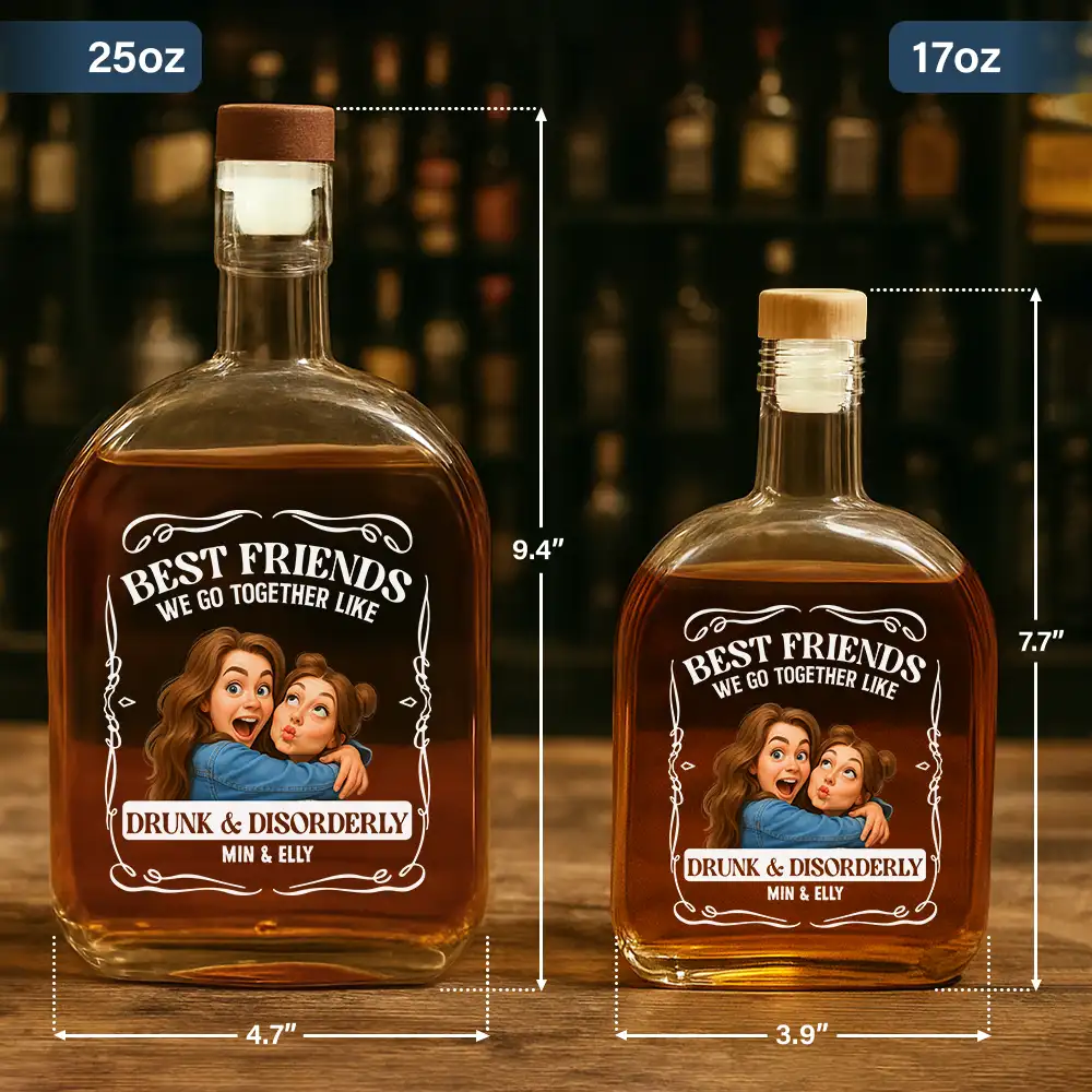 Custom Photo Caricature We Go Together Like Drunk And Disorderly - Personalized Whiskey Bottle - Image 6