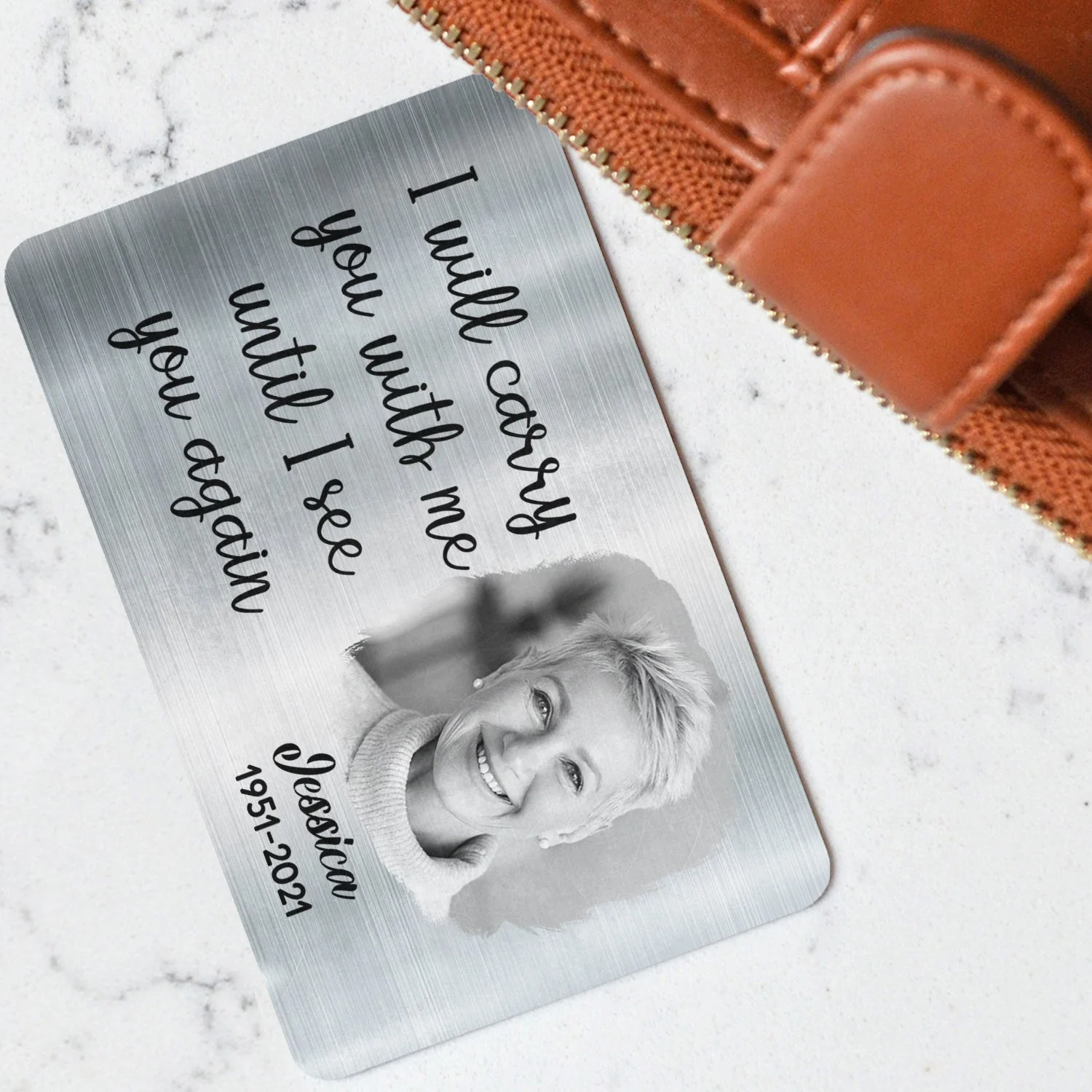 Custom Photo Carry You With Me - Memorial Gift For Family - Personalized Aluminum Wallet Card - Image 3