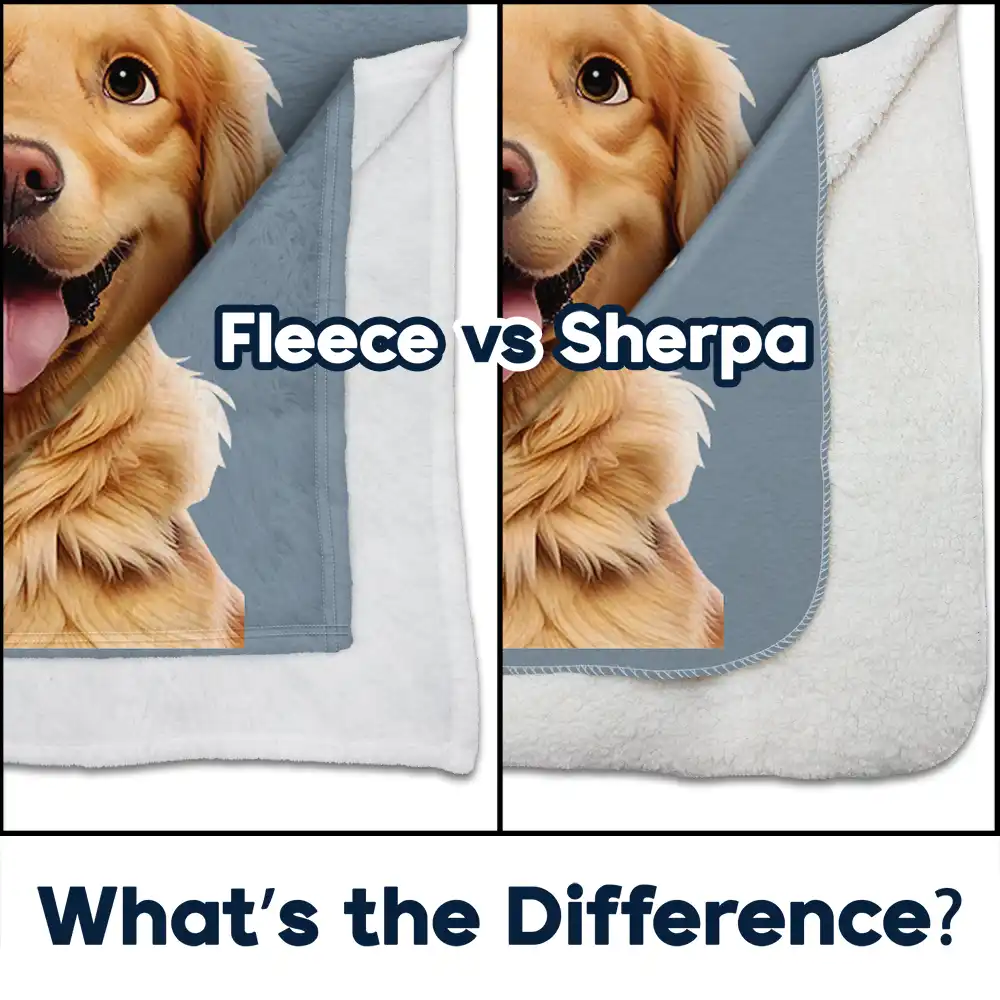 Custom Photo Cartoon Portrait Dog Cat - Personalized Fleece Blanket, Sherpa Blanket - Image 5