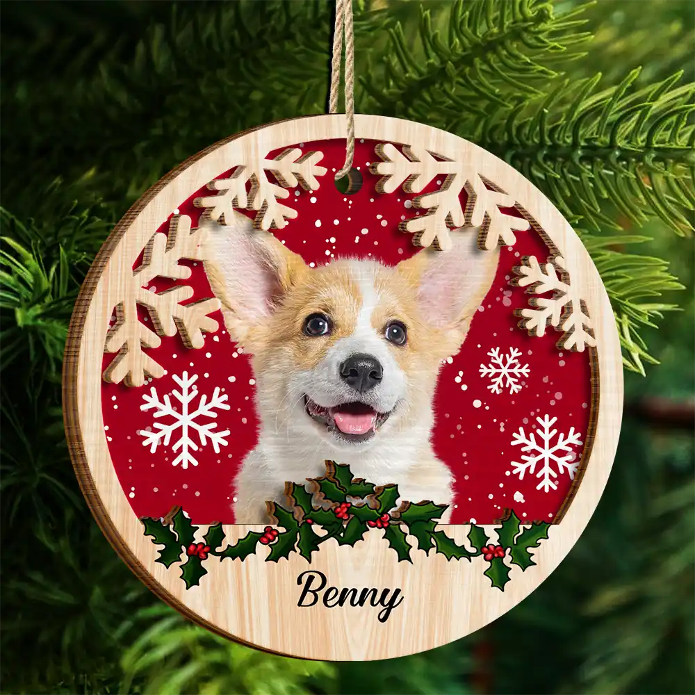 Custom Photo Cat Dog Christmas - Personalized 2-Layered Wooden Ornament - Image 5