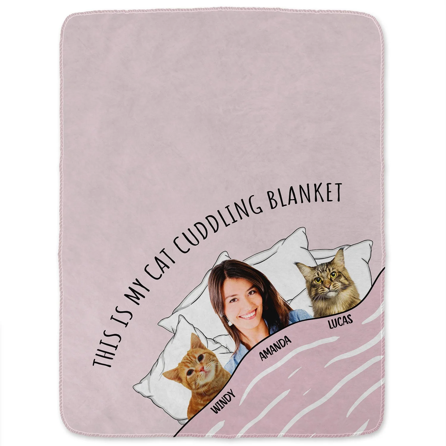 Custom Photo Cat Dog Cuddling Blanket - Gift For Pet Lovers - Personalized Fleece Blanket - Image 2