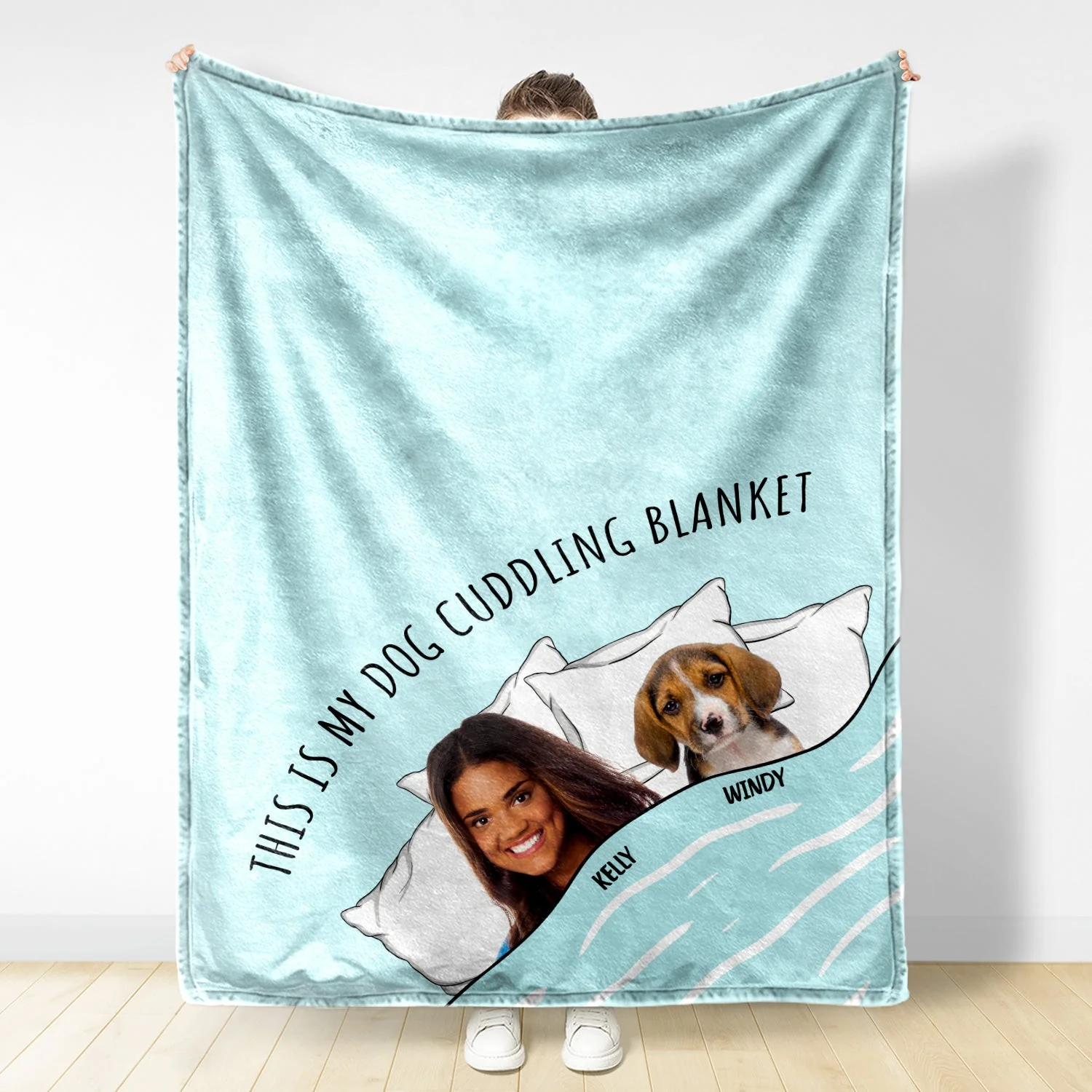 Custom Photo Cat Dog Cuddling Blanket - Gift For Pet Lovers - Personalized Fleece Blanket - Image 4