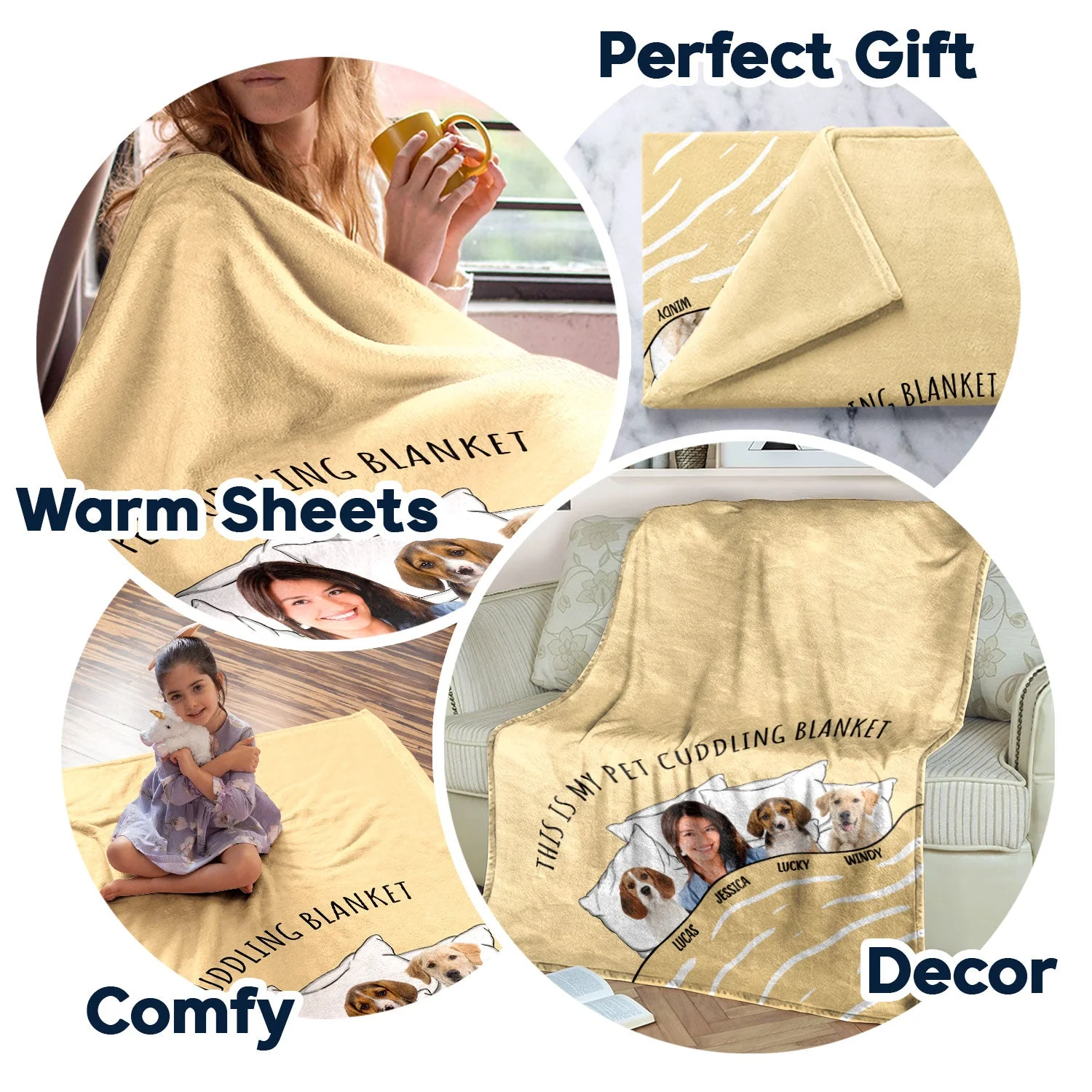 Custom Photo Cat Dog Cuddling Blanket - Gift For Pet Lovers - Personalized Fleece Blanket - Image 8