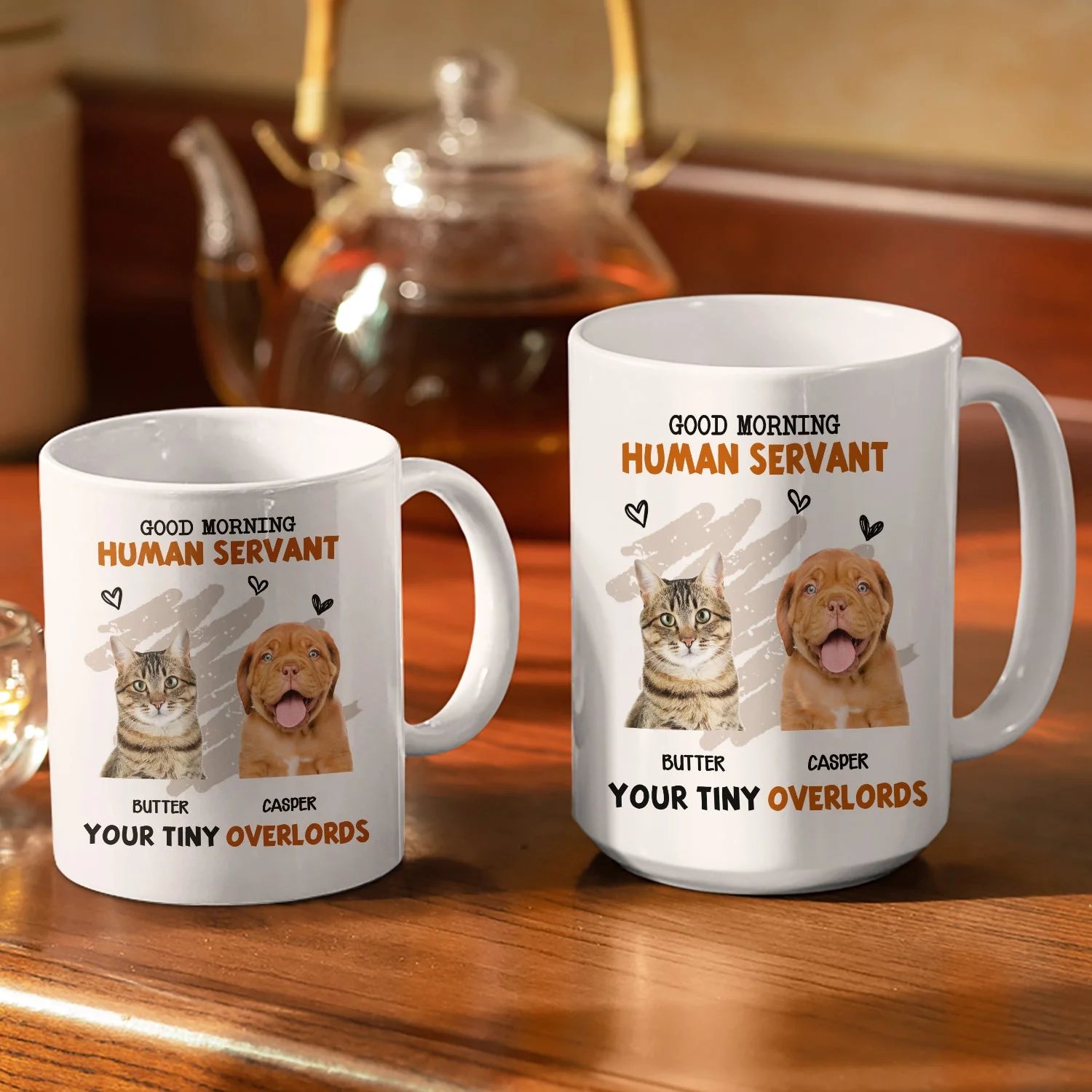 Custom Photo Cat Dog Good Morning Human Servant - Gift For Pet Lovers - Personalized White Edge-to-Edge Mug - Image 4