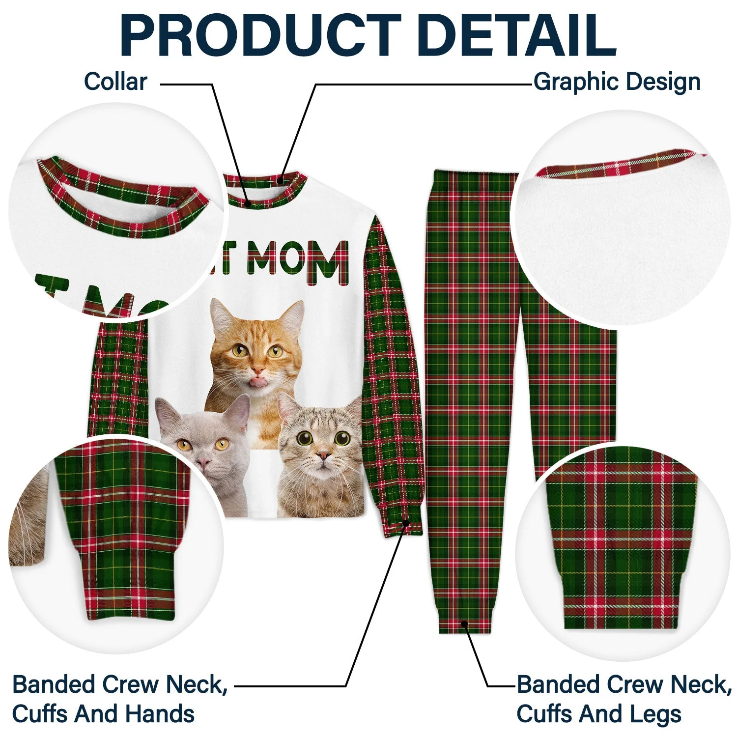 Custom Photo Cat Mom Cat Dad - Gift For Cat Lovers - Personalized Unisex Pajamas Set - Image 5