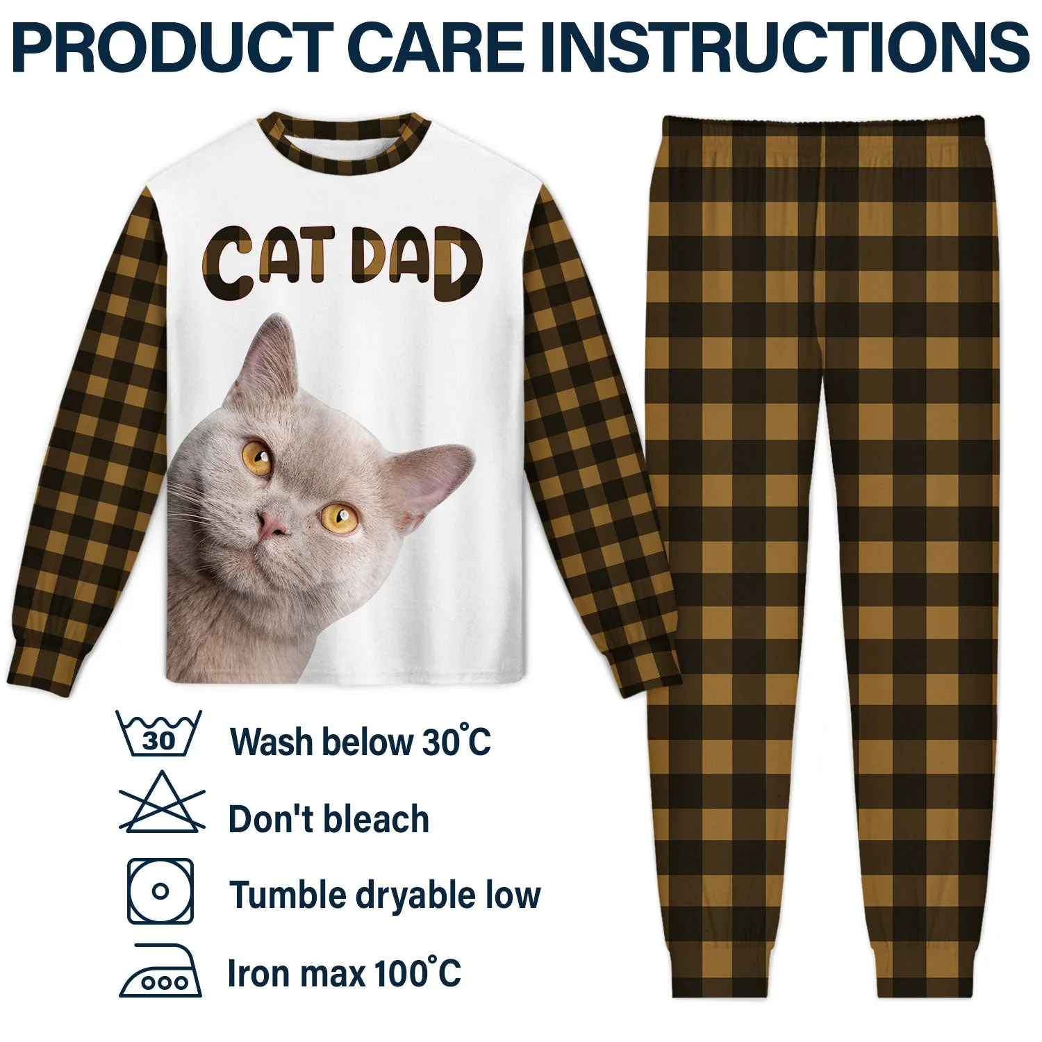 Custom Photo Cat Mom Cat Dad - Gift For Cat Lovers - Personalized Unisex Pajamas Set - Image 6