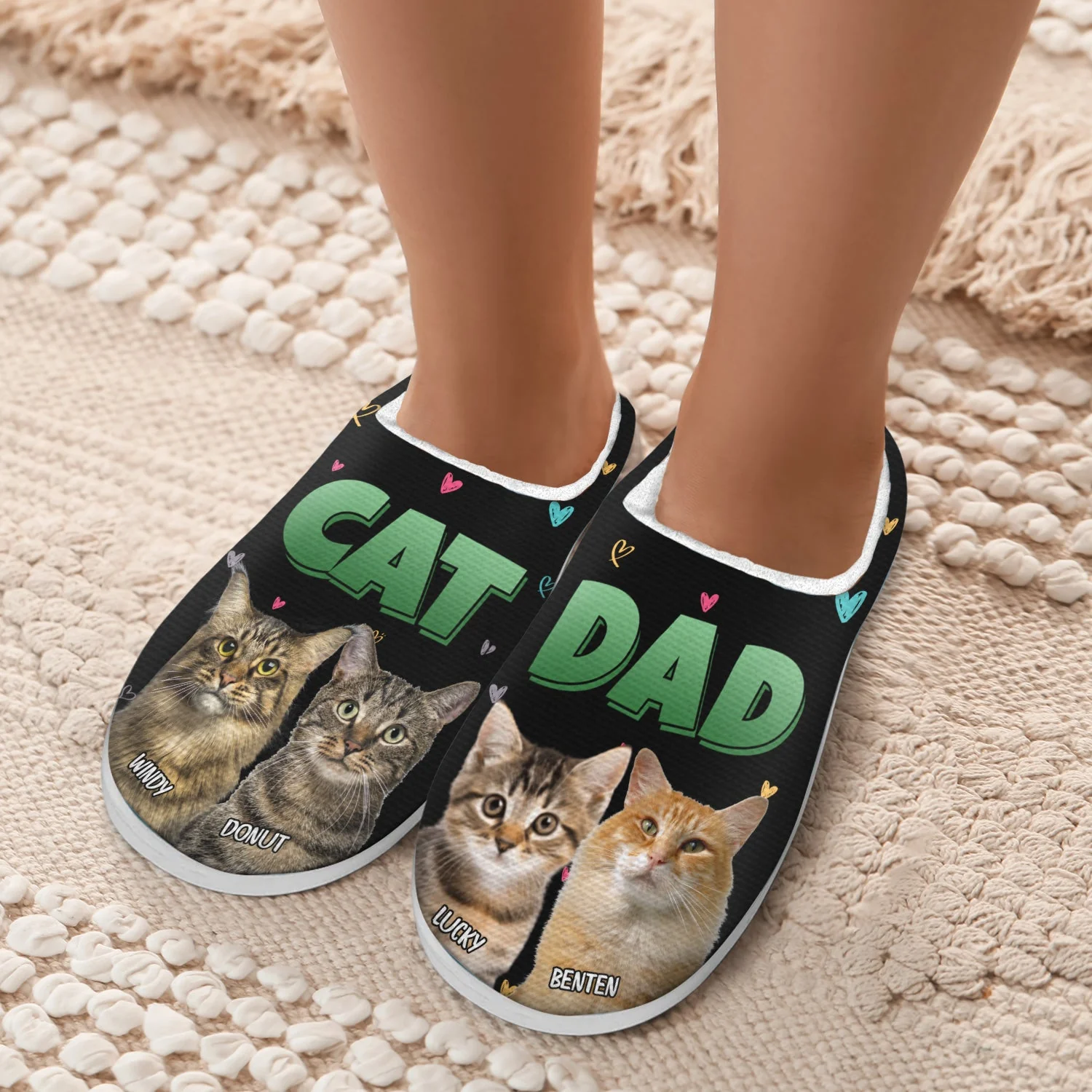 Custom Photo Cat Mom - Gift For Cat Lovers - Personalized Fluffy Slippers - Image 6