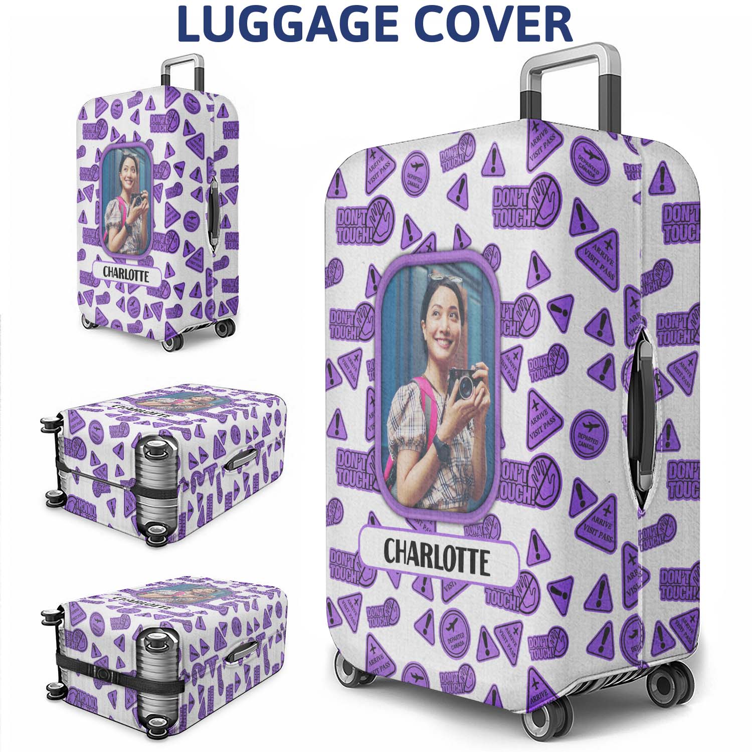 Custom Photo Catch Flights Not Feelings - Gift For Travel Lovers - Personalized Custom Luggage Cover - Image 3