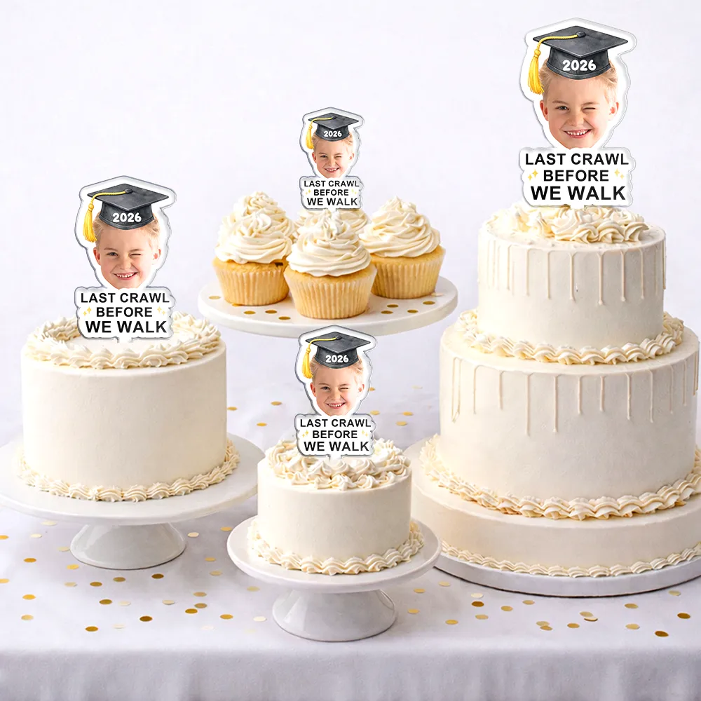 Custom Photo Childhood Look Who's Graduated - Personalized Acrylic Cake Topper - Image 3