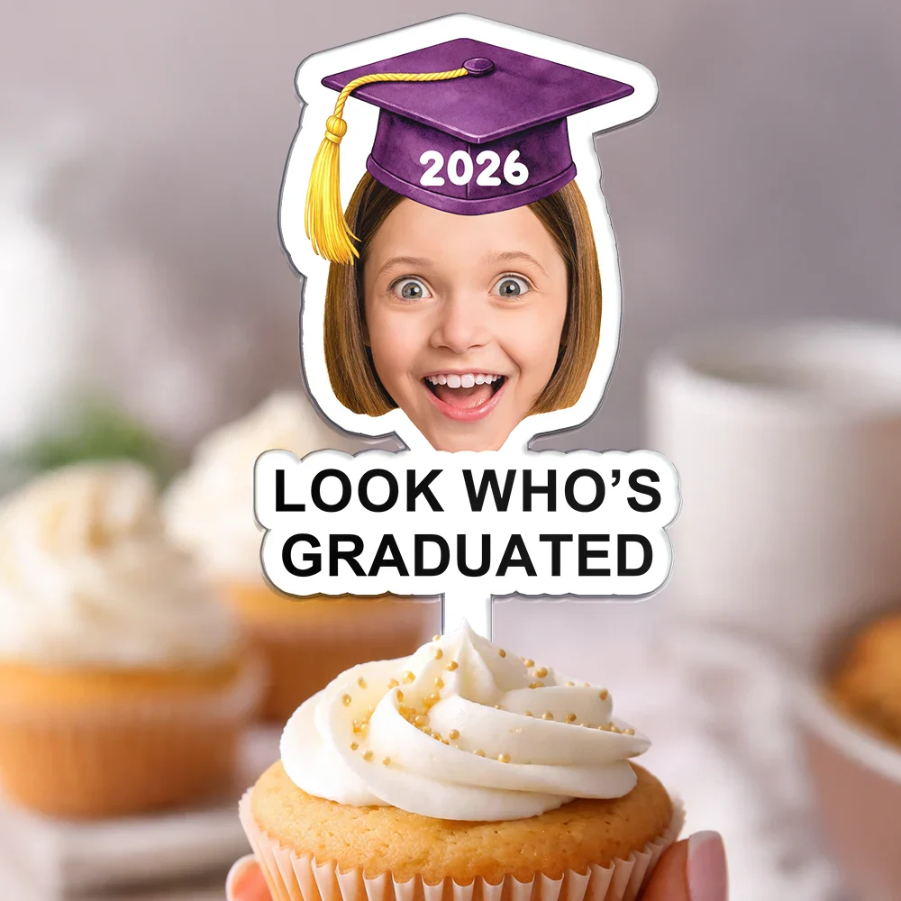 Custom Photo Childhood Look Who's Graduated - Personalized Acrylic Cake Topper - Image 5