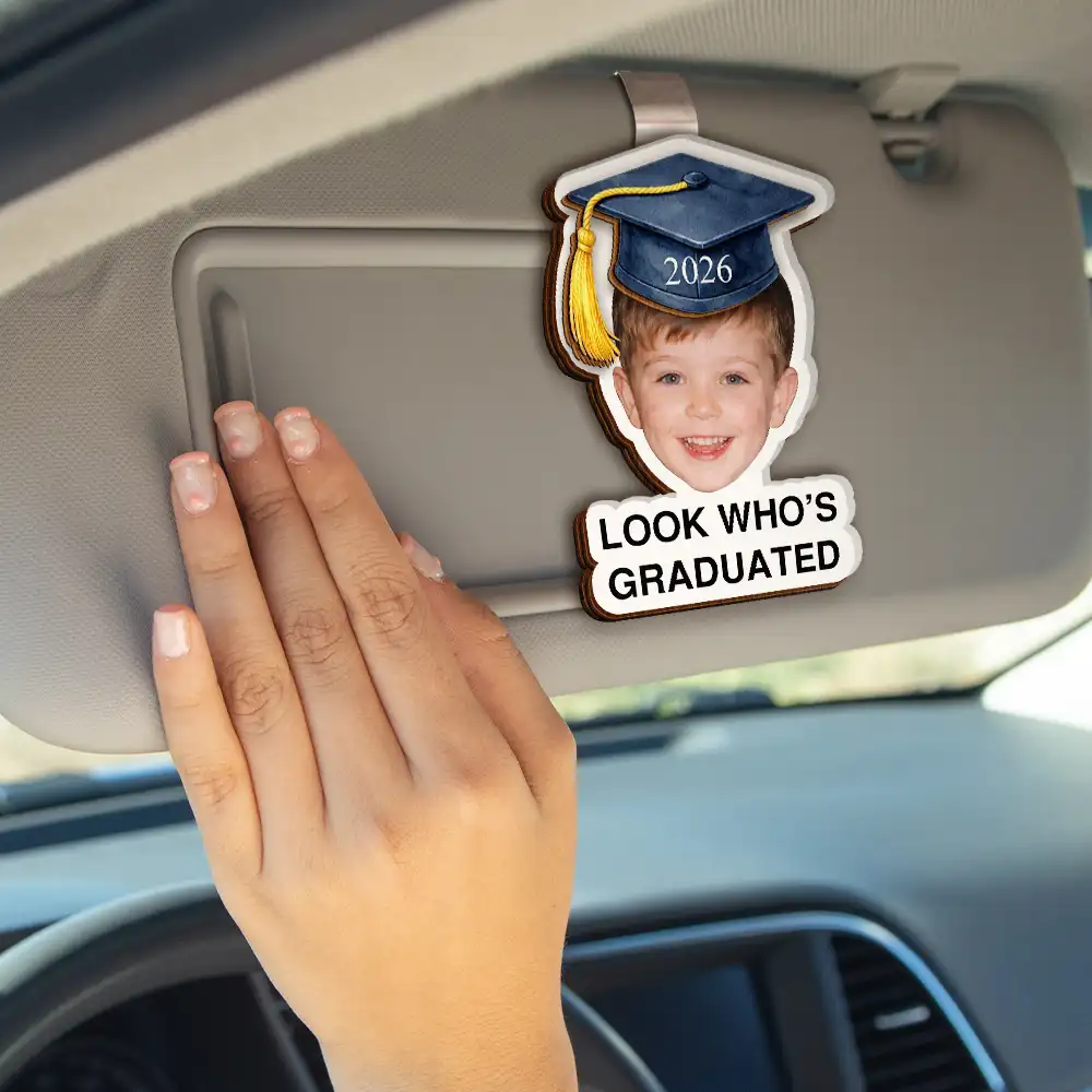 Custom Photo Childhood Look Who's Graduated - Personalized Custom Shaped Car Visor Clip - Image 5