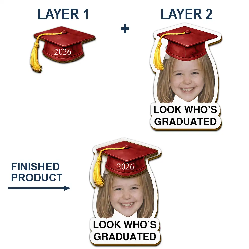 Custom Photo Childhood Look Who's Graduated - Personalized Custom Shaped Car Visor Clip - Image 6