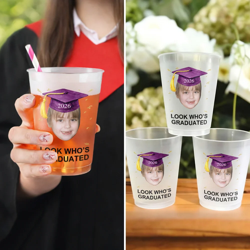 Custom Photo Childhood Look Who's Graduated - Personalized Frosted Cups - Image 6